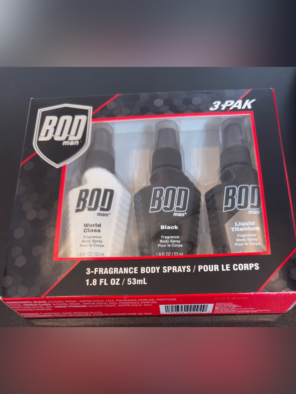 Bond man 3-Pack Fragrance Body Sprays - Black & White:1.8 FLOZ/53 ml. New w box